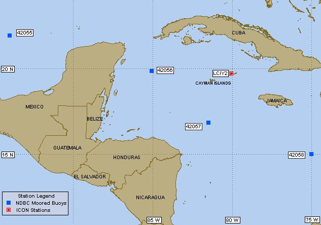 Mesomap of nearby weather buoys